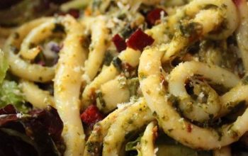 Pesto Calamari with Chorizo & Feta Salad