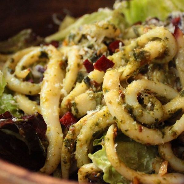 Pesto Calamari with Chorizo & Feta Salad