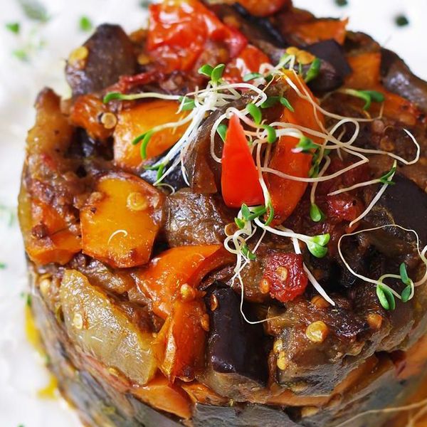 Roasted Eggplant and Bell Pepper Salad