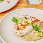 Keto Cod in Creamy Tomatillo Sauce with Radish Salad