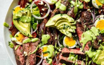 Steak Cobb Salad with Creamy Avocado Dressing {Whole30, Keto}