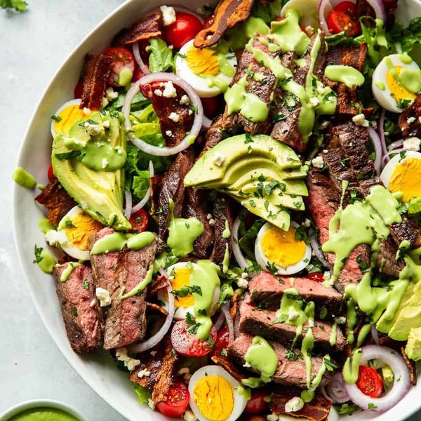 Steak Cobb Salad with Creamy Avocado Dressing {Whole30, Keto}