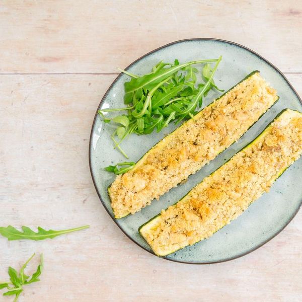 Keto Pork Rind Stuffed Zucchini