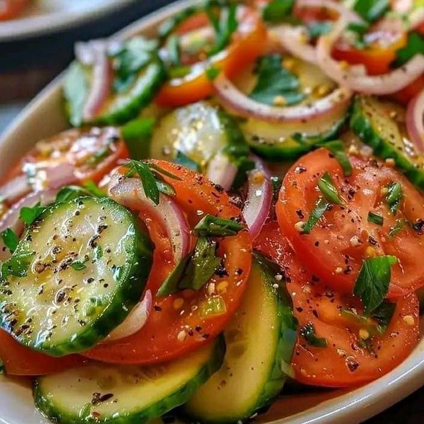 Cucumber Onion and Tomato Salad