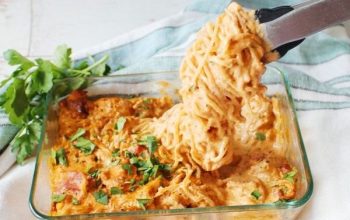 Low Carb Baked Cream Cheese Shrimp Pasta