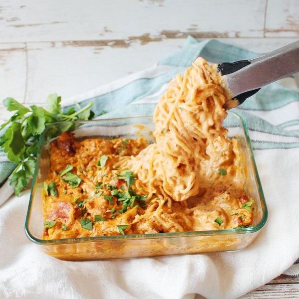 Low Carb Baked Cream Cheese Shrimp Pasta