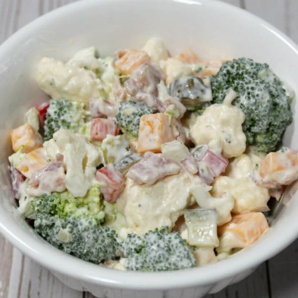 Keto Broccoli Cauliflower Dill Pickle Salad