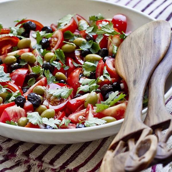Tomato Salad With Olives + Coriander