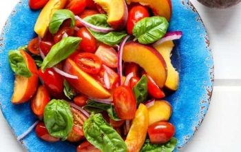 Tomato Peach Salad with Basil