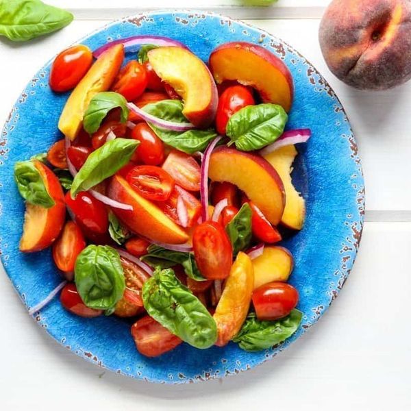Tomato Peach Salad with Basil