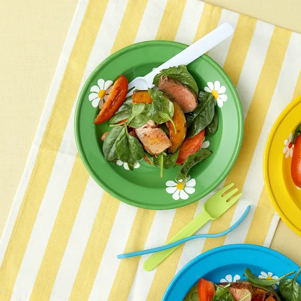 Honey roasted pumpkin and lamb salad