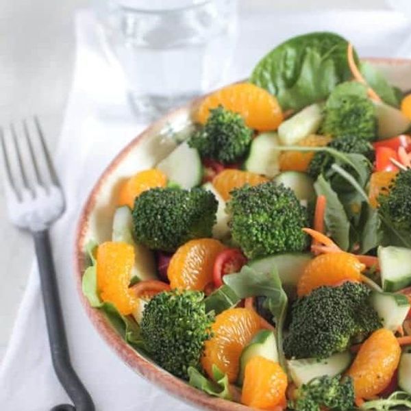 Roasted Broccoli Mandarin Sesame Ginger Salad